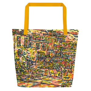 Around Town All-Over Print Large Tote Bag